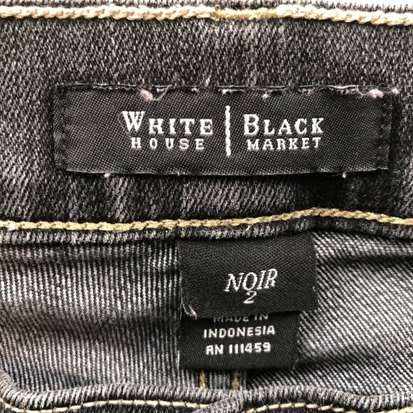 White House Black Market Womens Noir Jeans Size 2 Straight Leg Ankle Zip Denim - Picture 3 of 16